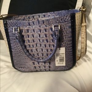 Brahmin Le plaza washed indigo lt blue and beige
